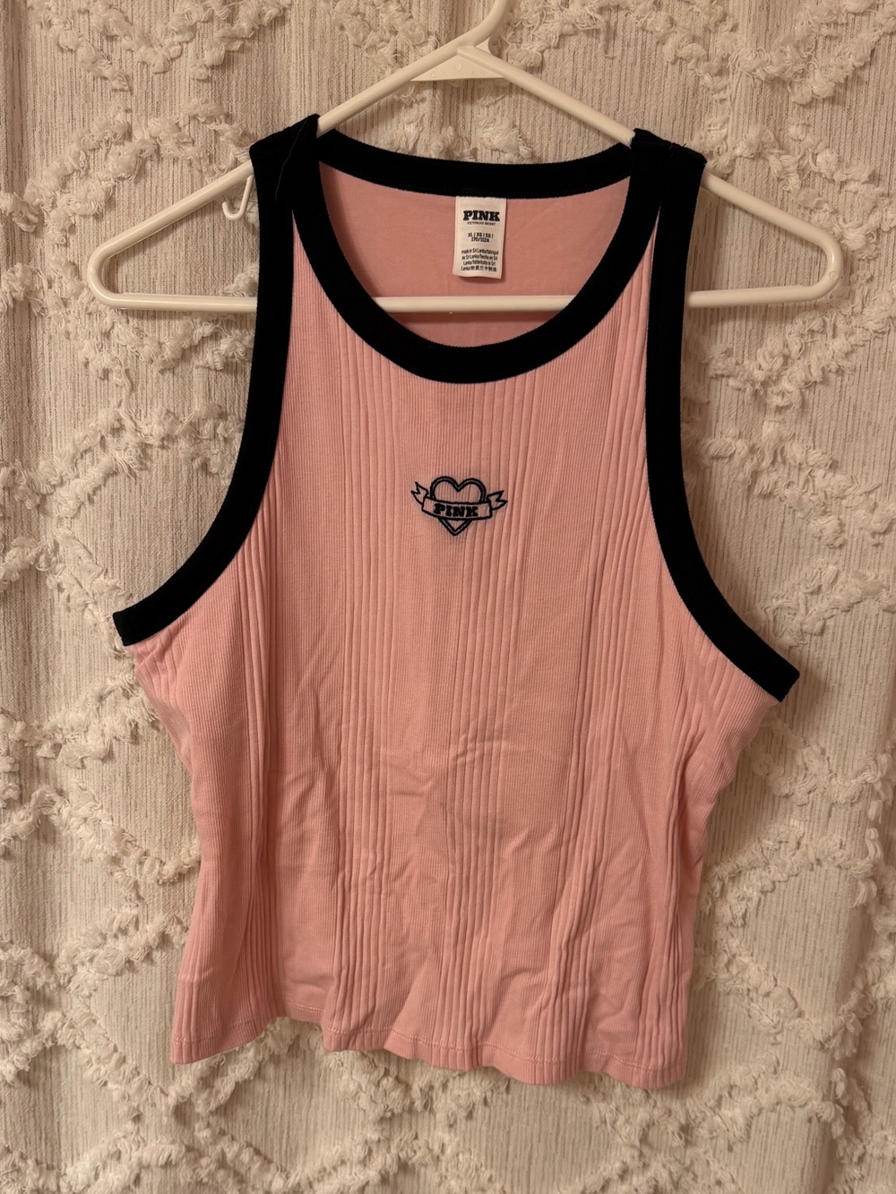 PINK Victoria's Secret Pink Ribbed Tank with Black Trim